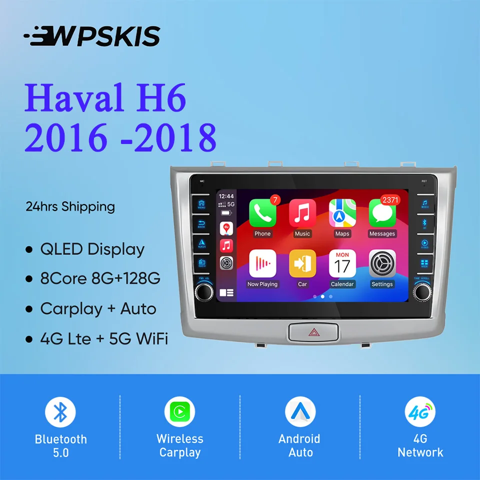 Radio con GPS para coche, reproductor de vídeo con 8GB de Ram, 128GB, QLED, Audio A/V, música, DVD, Navi, para GREAT WALL Haval H6 2016-2018, Carplay, DSP, RDS