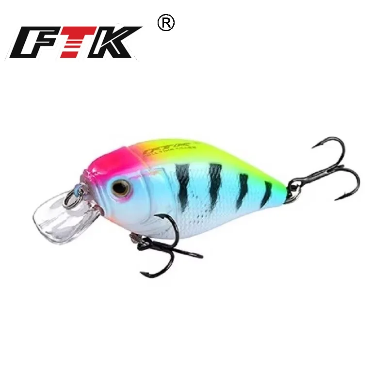 FTK 9g 50mm Crankbait Fishing Lure Topwater Hard Artificial Bait Wobblers Swimbait For Trout Bass Fishing Tackle