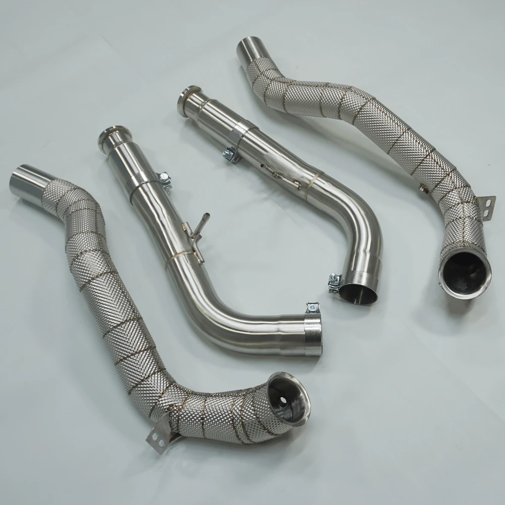 New Condition JIAJUN 304 Stainless Steel Exhaust Downpipe for G63  2019+ W463A 4.0T Heat Shield Straight Header 5 Year