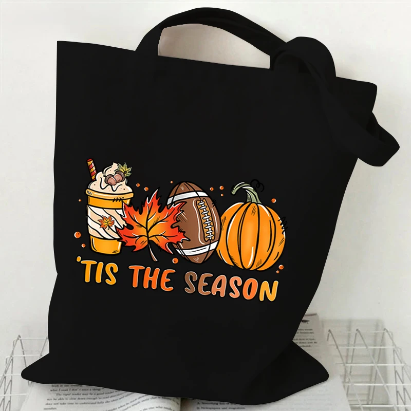 Borse stampate con fantasma di zucca di Halloween Borsa tote in tela con grafica divertente di zucca da donna Borsa a tracolla per lo shopping di