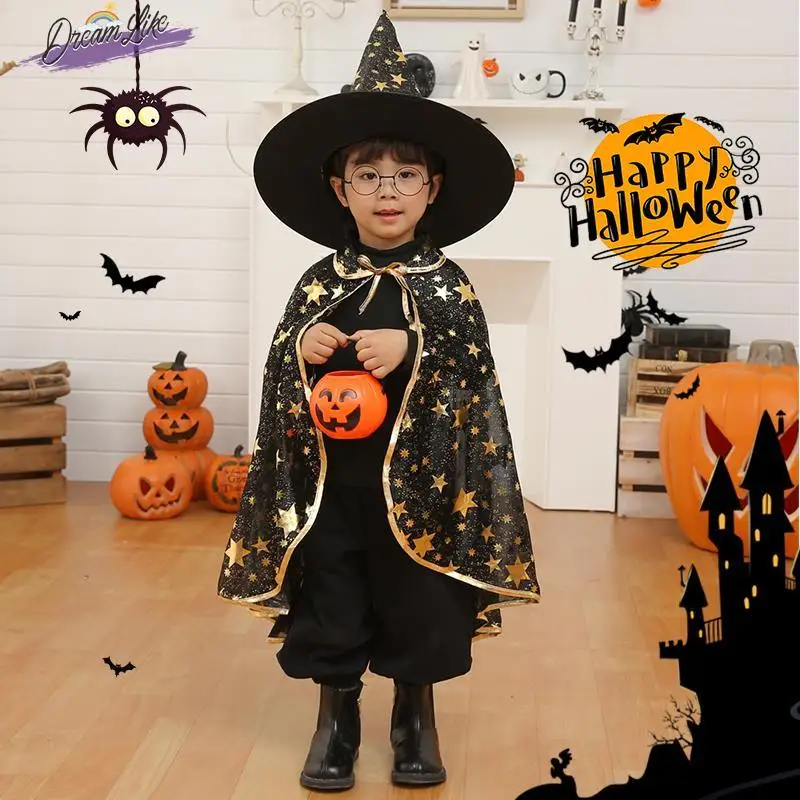 

Halloween Children's Costume Witch Performance Materials Boys' Girls' Cloaks Traditional Stage Outfits for Kindergarten