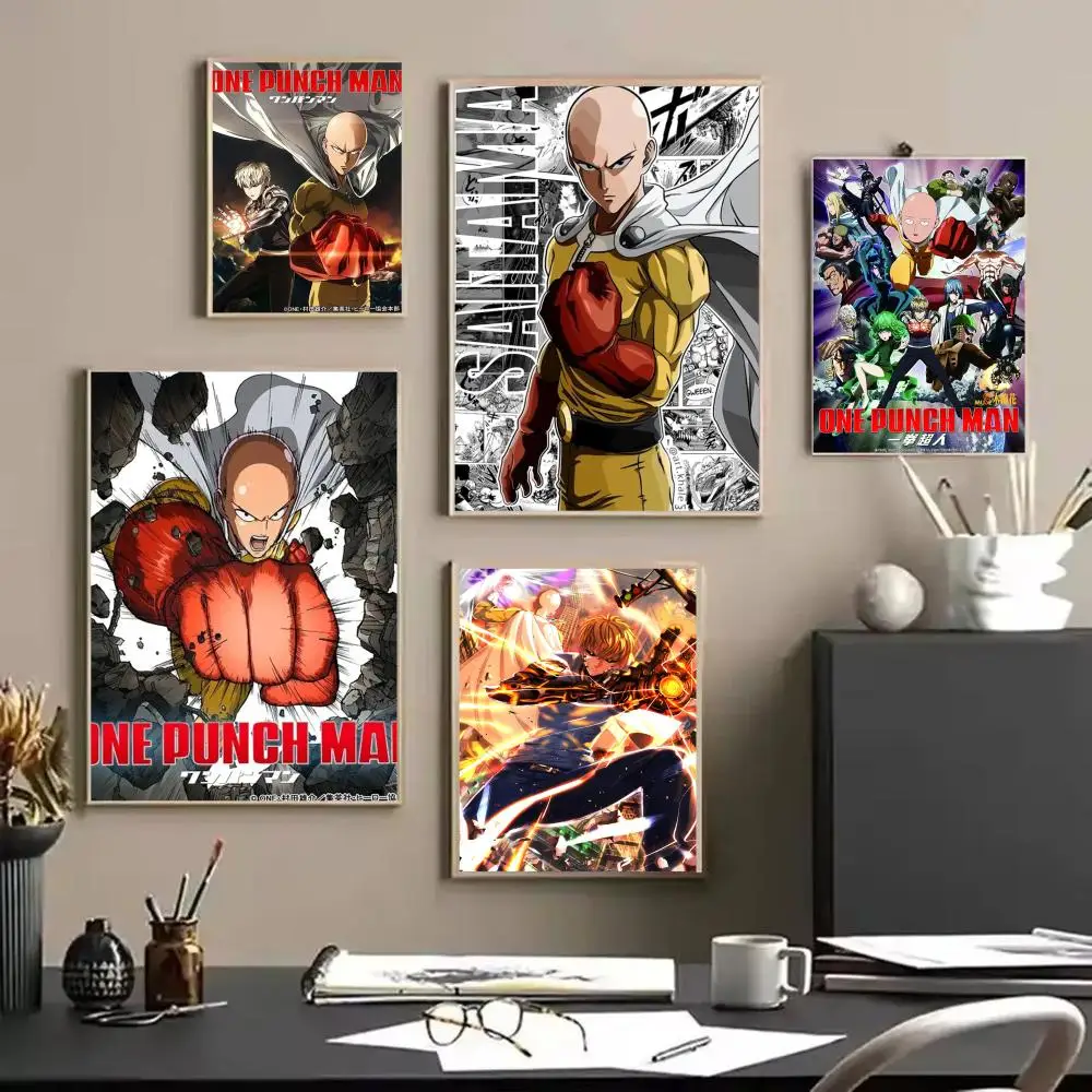 O-One-Punch Man S-Saitama Poster Stickers HD Waterproof Painting Wall Art for Bedroom Living Room Home Decor Decoration Gift