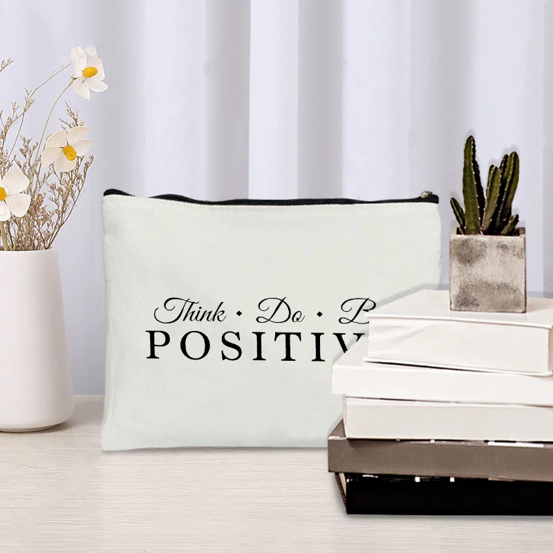 Positive Pattern Cosmetic Case Self-Care Gifts for Women Makeup Bag Inspirational Gifts Pencil Case Toiletry Pouch Wallet