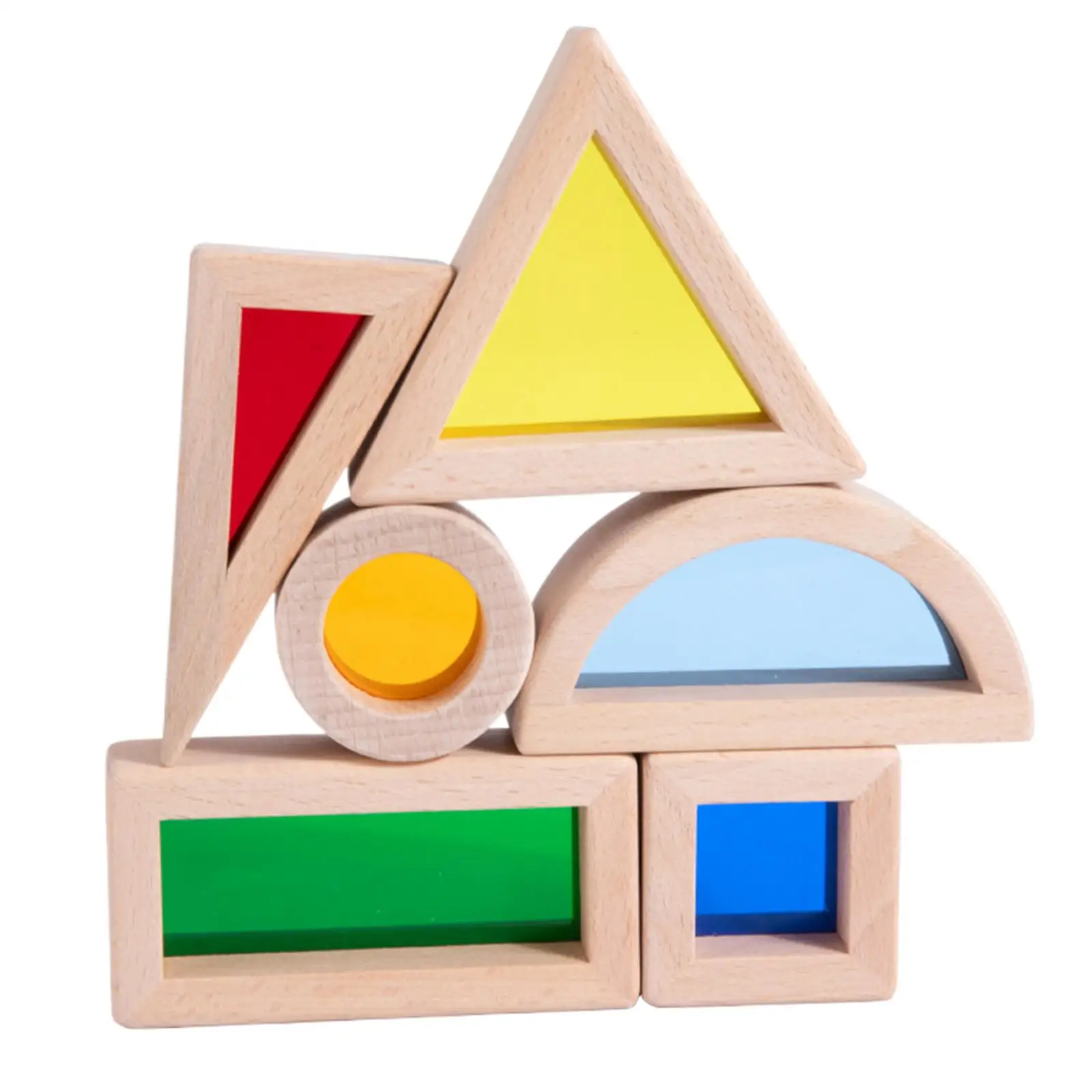 6 piezas de bloques de apilamiento de madera juguetes educativos multicolores para niños y niñas