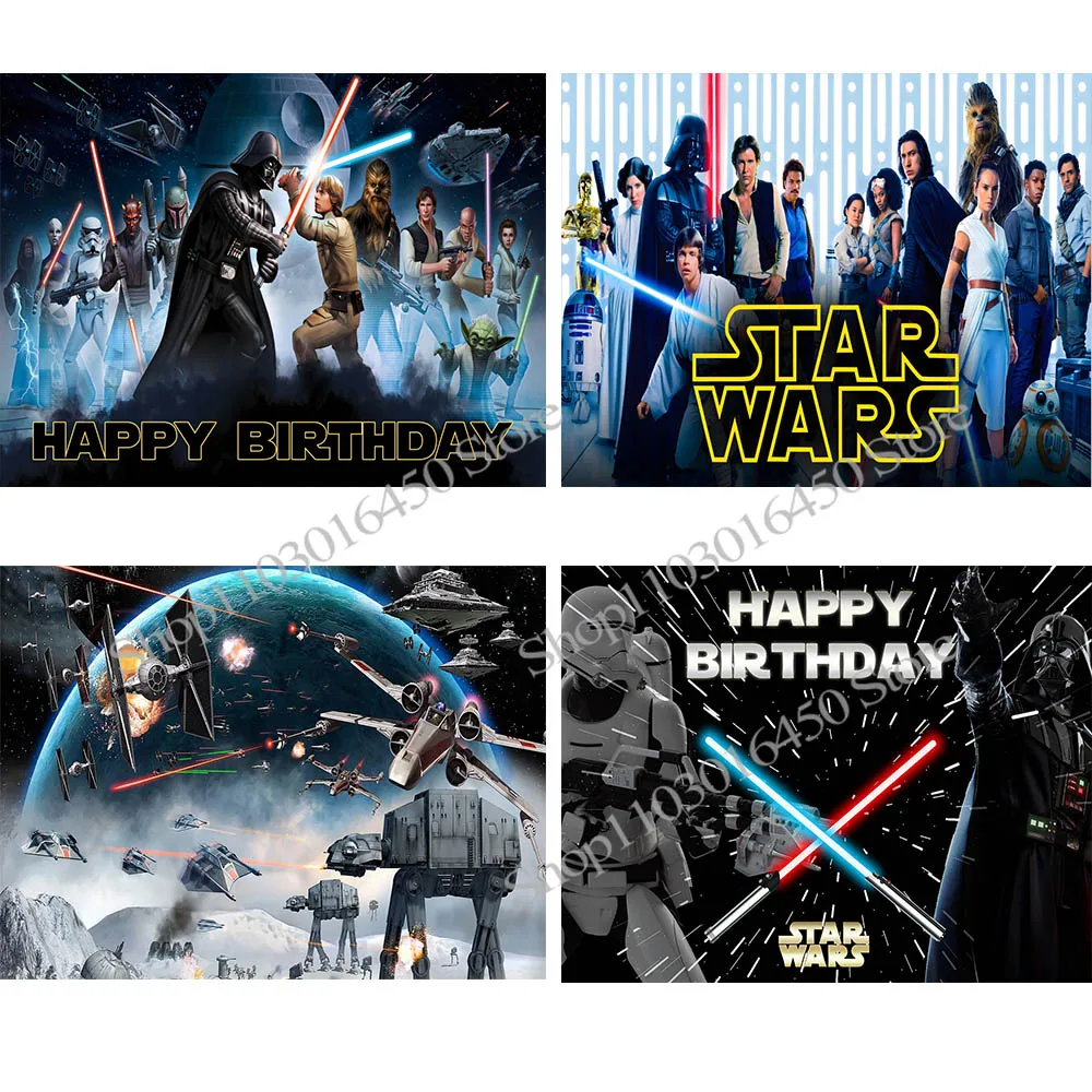 Star Wars Theme Custom Backdrop For Boys Birthday Party Kids Photography Background Photo Baby Shower Banner Decors