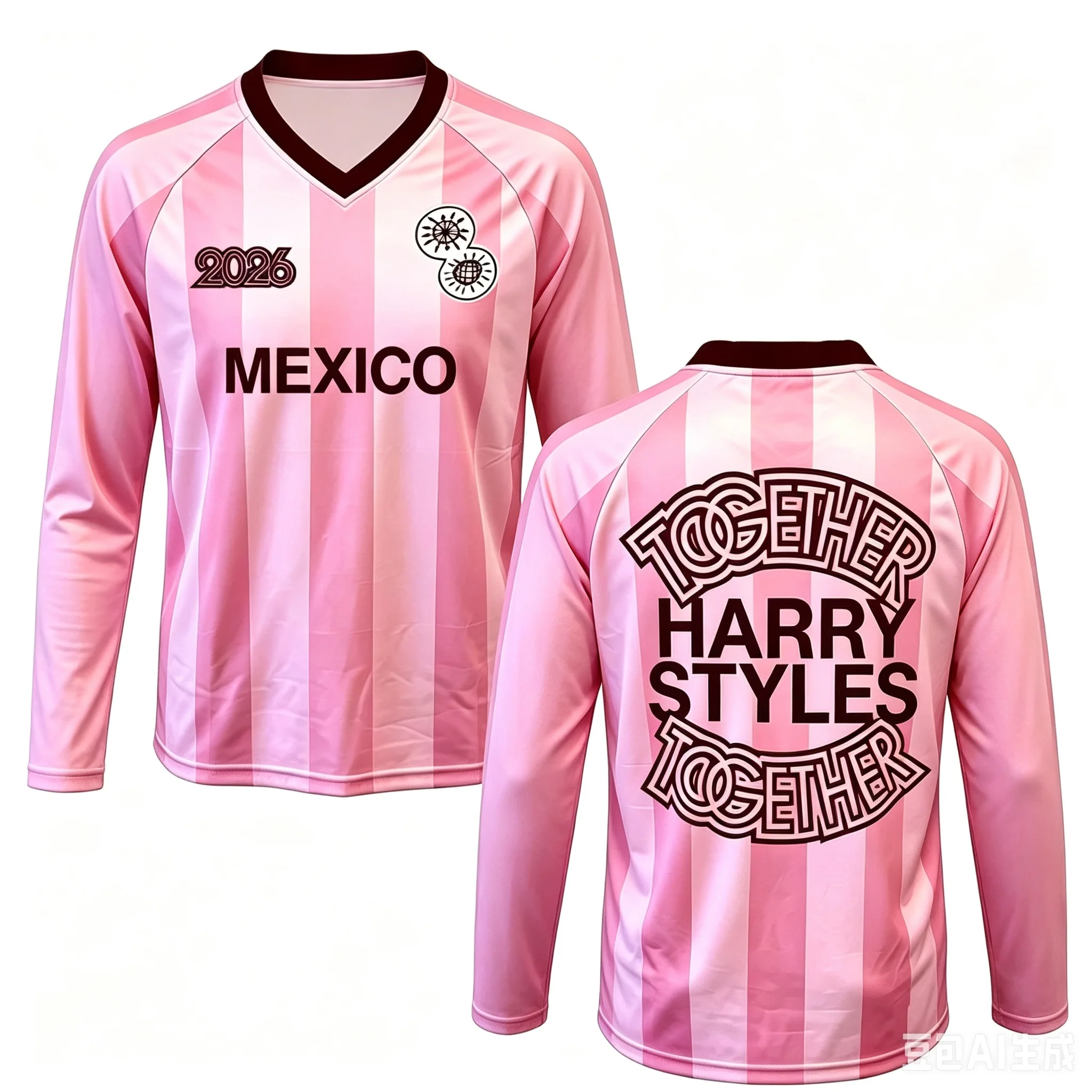 Harry Styles Together Tour Pink T-shirt 2026 Soccer Jersey V-neck Breathable Mesh Sports Long Sleeve Tops Unisex FamilyMatching