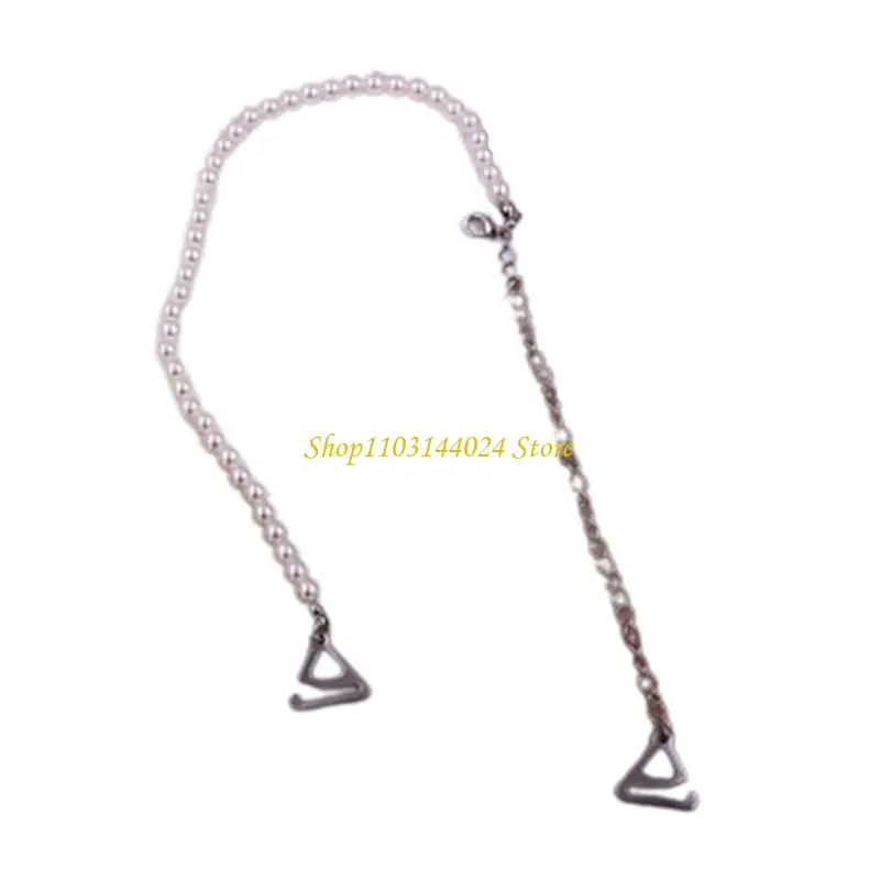 N5KE Pearls Beads Bra Shoulder Straps Pearls Shoulder Strap Chain Underwear Chains