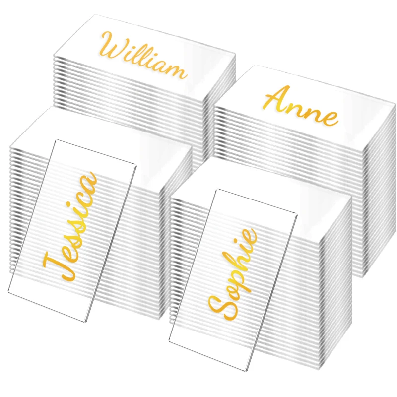 30/50 Stück klare Acryl-Tischkarten für Hochzeiten, leere rechteckige Sitzkarten, Schild, Gästenamen, Tag, Geburtstagsfeier, DIY-Dekoration