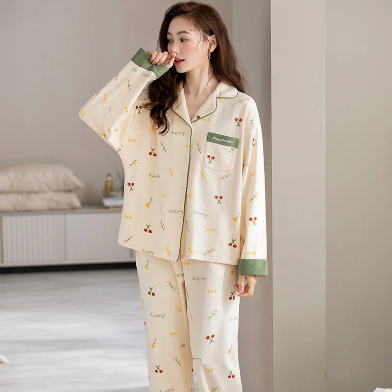 Pyjamas Women Clothing Sets Autumn Pajamas for Teen Girls Kawaii Pijamas Sleepwear Breathable loungewear