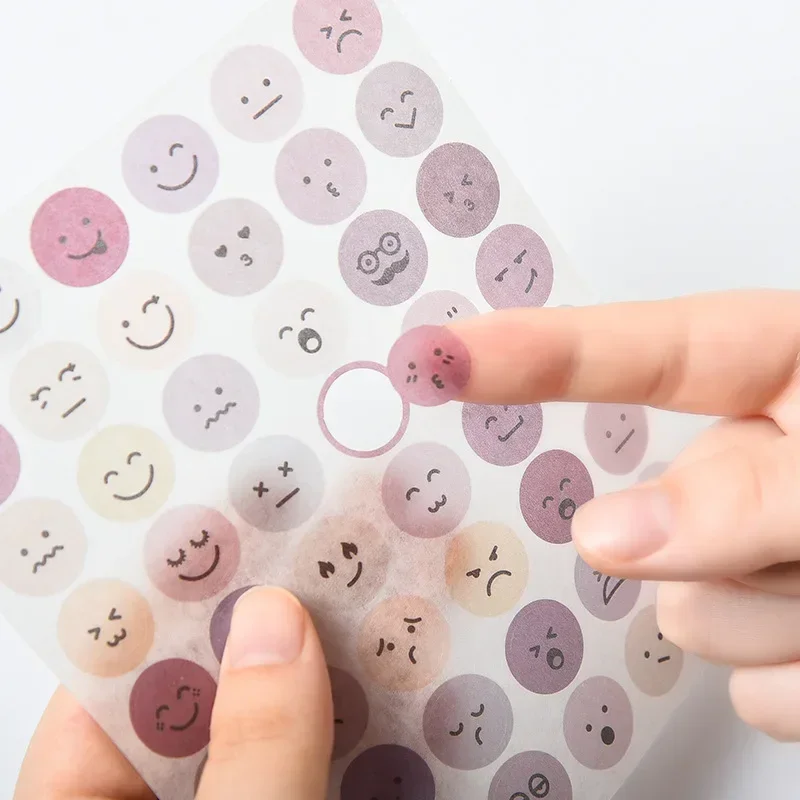 3 Sheets/pack Circle Dot Stickers Smile Expression Round Stickers Journal stickers Decorative materials diary and paper sticker