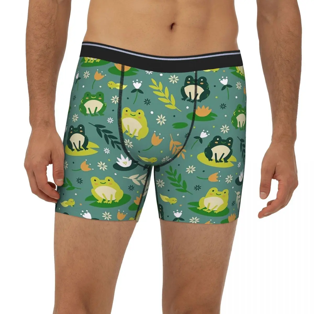

Cute Frogs Pattern Long Boxer Underpants Short Male Panties Soft Underwear for Homme Man Boyfriend Gifts
