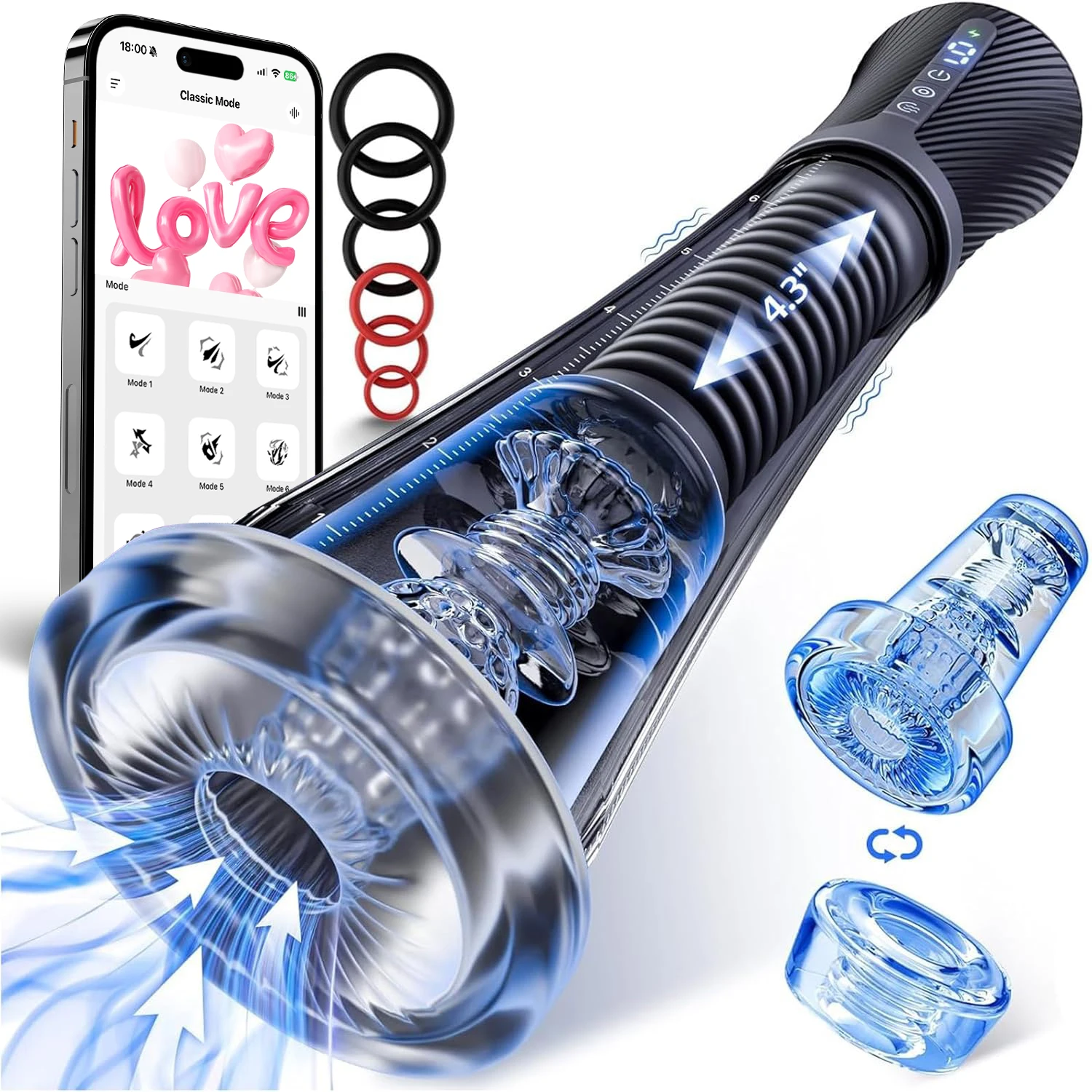 Male Masturbator Penis Pump - Male Sex Toys for Men with Vibrating Spring & Power Suction Pocket Pussy Hands Free Sex Machine