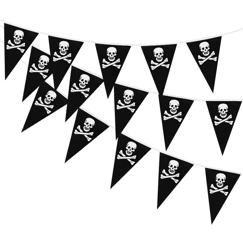 

5m Pirate Themed Birthday Party Decoration Banner Pirate Skull Pennant Flags Hanging Garland Hallloween Party Pull Flag Ornament