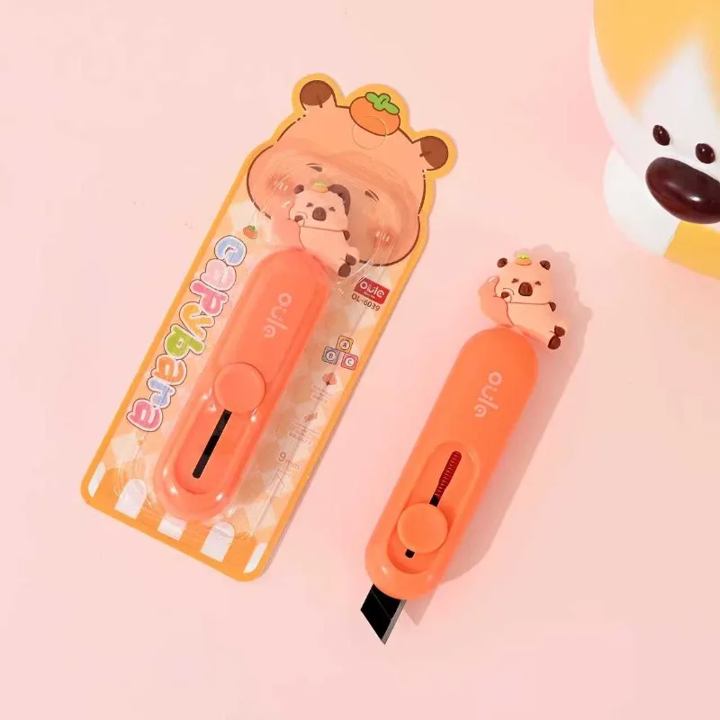 3Pcs/Pack Capybara Cartoon Animals Mini Portable Ulity Knife Box Cutter Pocket Stretch Paper Cutters School Office Supplies Gift