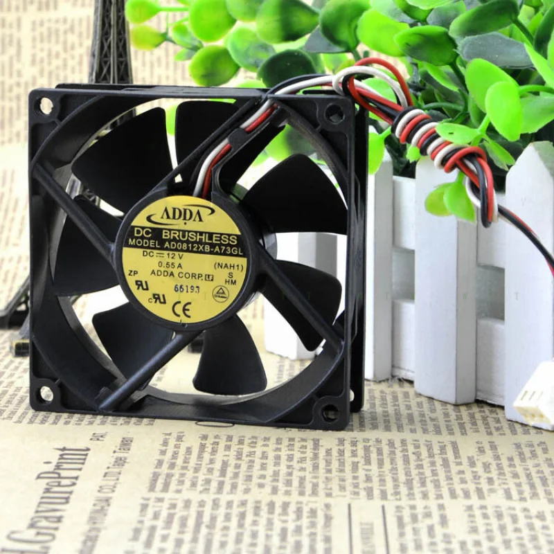 

H ADDA 8025 12V 0.55A 3-wire AD0812XB-A73GL large air volume chassis cooling fan.