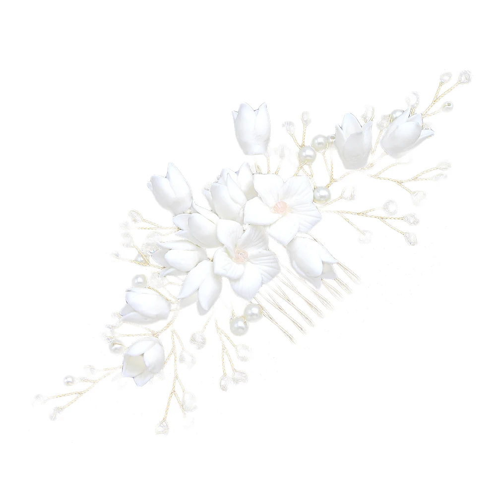 

Bridal Hair Comb Wedding Headpiece Women Hairpin Bride Insert Pearl Crystal Beads Handmade Accessories Updo Prom
