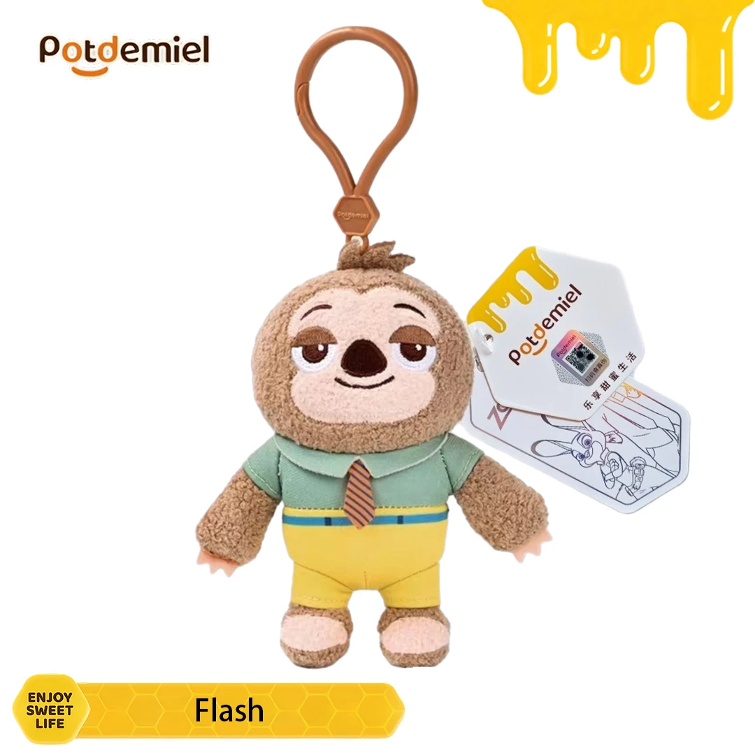 Potdemiel Disney Zootopia Flash Stuffed Keychain Figure Retro Cartoon Doll Bag Charm Backpack Pendant Holiday Gift Collectible