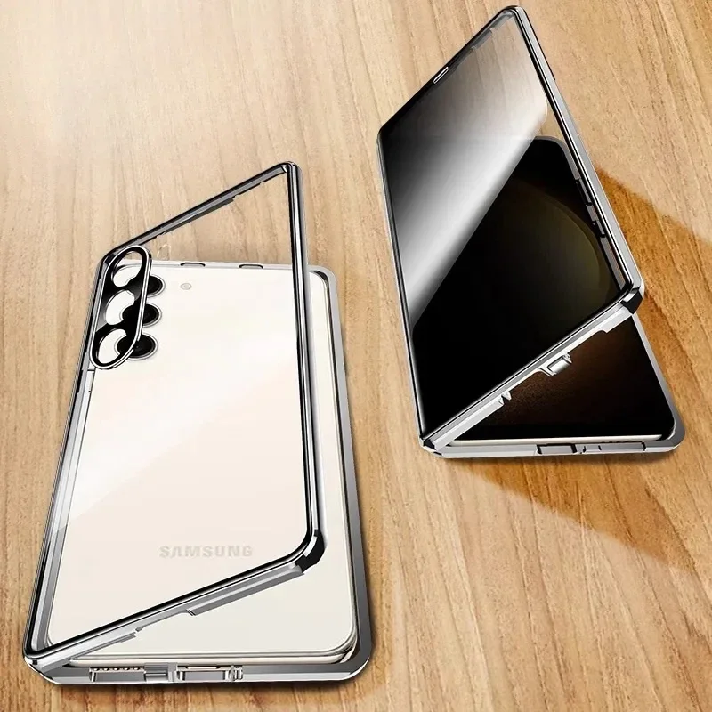 

Магнитный адсорбционный чехол с защитой от выглядывания для Samsung Galaxy S24 Plus, ультра двустороннее стекло S24Plus S24Ultra Protect Cover