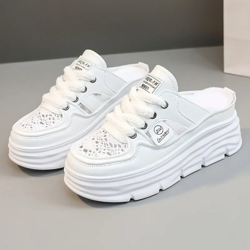

2024 Summer New Women's Slippers Fashion Platform Sandals Luxury Brand Sneakers Breathable Casual Women Sandalias De Mujer Shoes