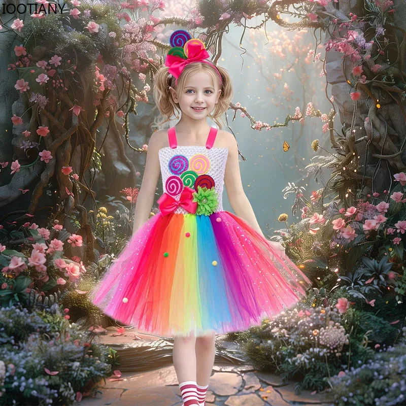 Sky02 طفل الحلو كاندي الأميرة مصاصة مجموعة الاطفال Lolipop تأثيري توتو فستان حفلة عيد ميلاد سباركلي Tu88Ji