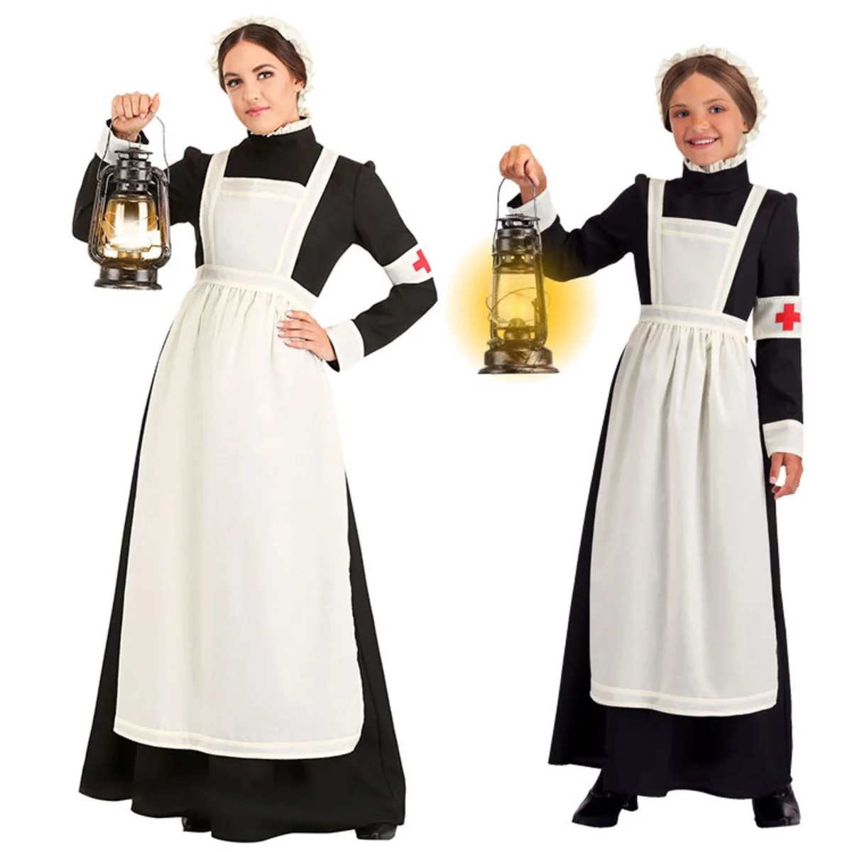 

Adult Colonial Pioneer Girl Costume Women Nurse Dress Prairie Maiden Maid Apron Costumes Halloween Party Fancy Cosplay
