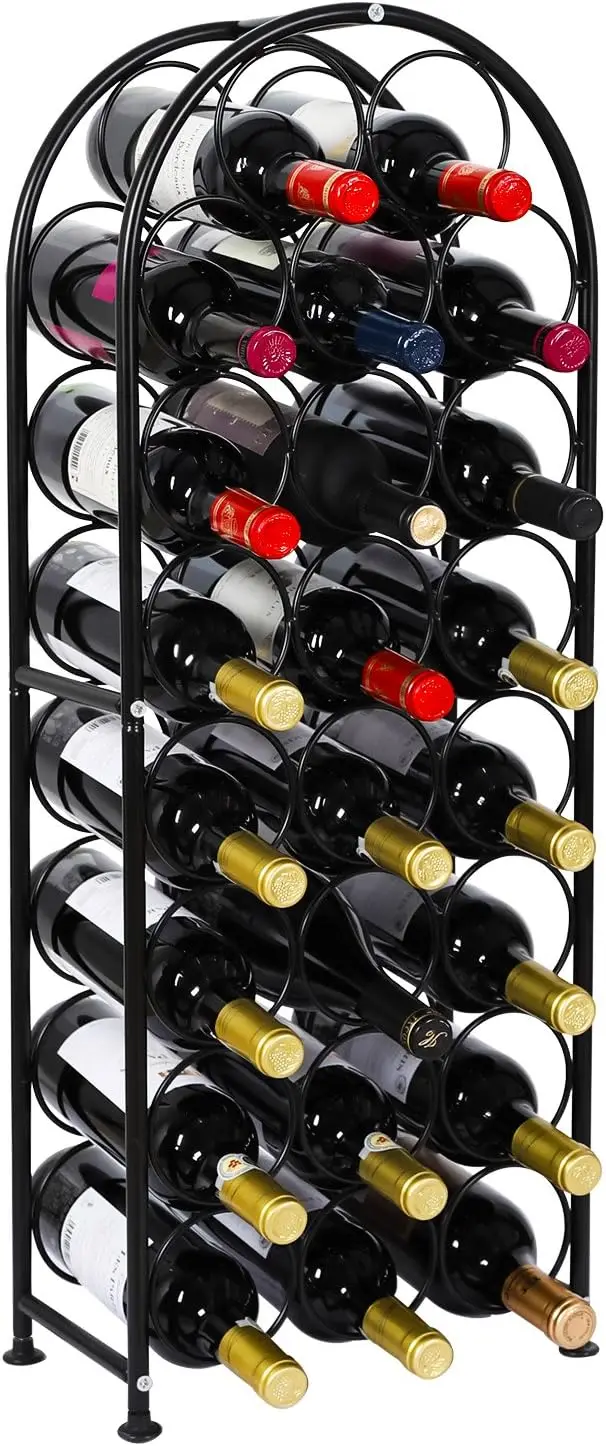 

Freestanding Metal Wine Rack, Holds 23 Bottles, Arched Design in Black