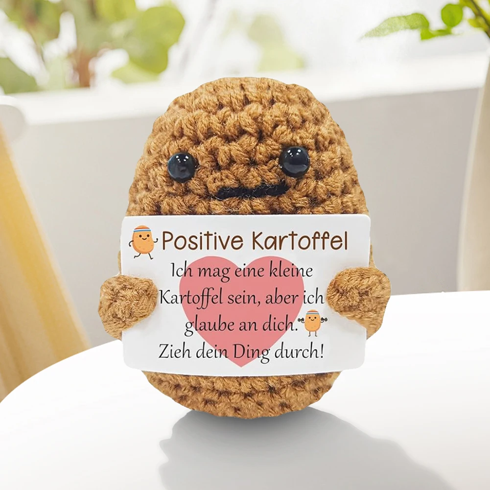 Positive Energy Potato Hug Pocket Hand-Stitched Handmade Plush Wool Knitting Doll With Card Funny Valentines Day Gift Home Decor