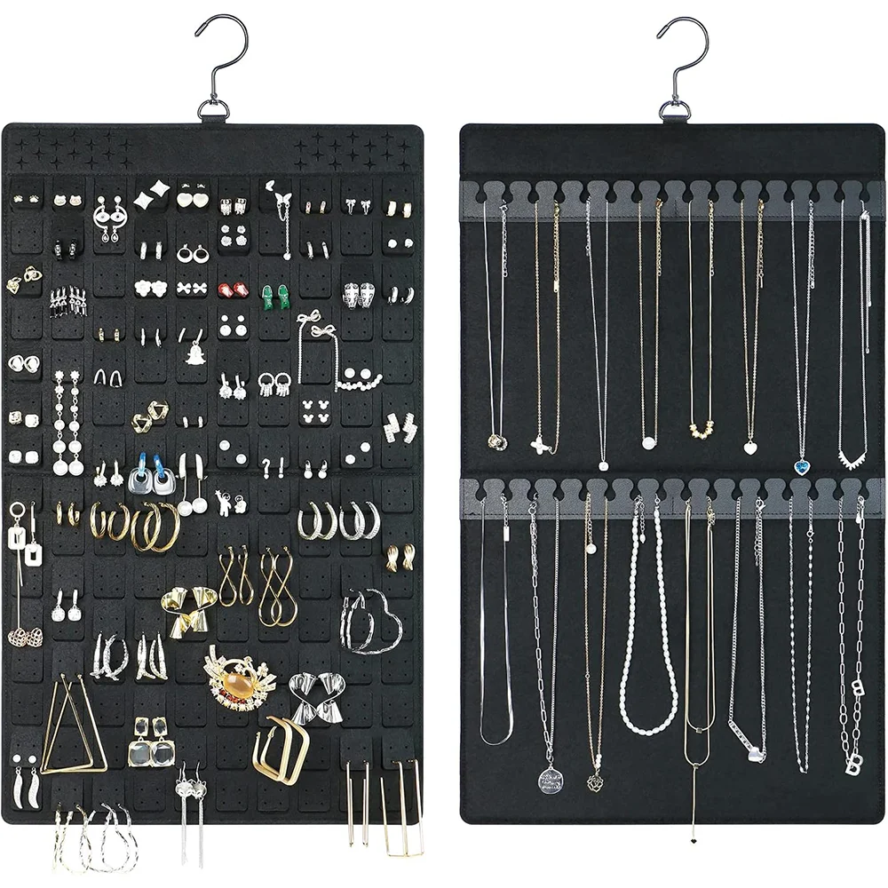 Jewelry Holder Organizer, Hanging Jewelry Organizer Dual-Sided Earring Organizer Display for 300 Pairs of Earrings and Necklace