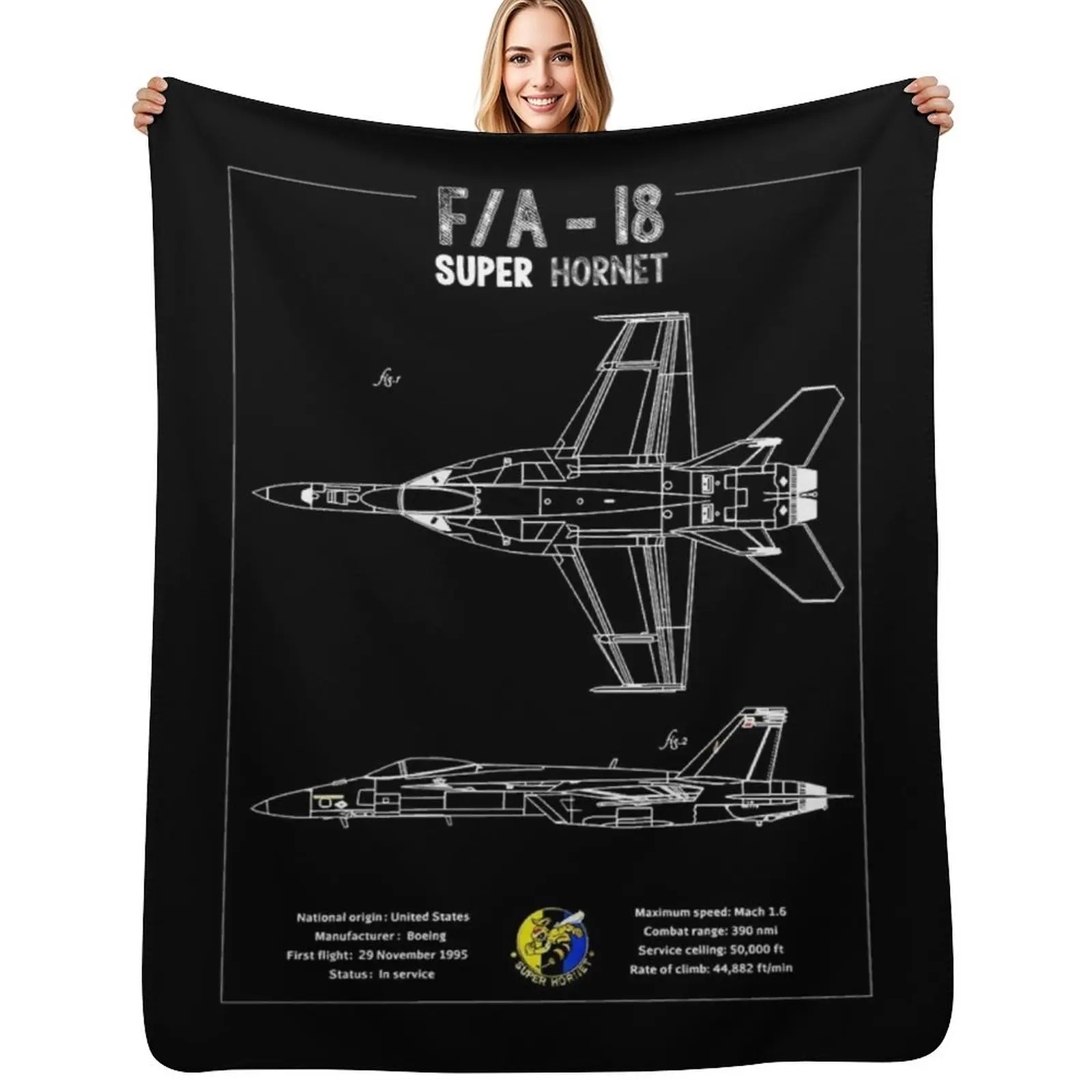 

F18 Super Hornet Blueprint Classic Throw Blanket Luxury Brand halloween Luxury Throw Luxury St Blankets