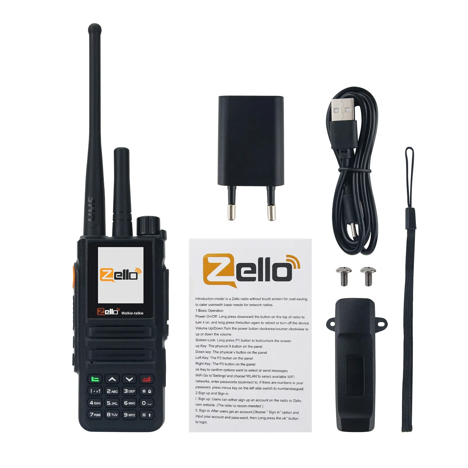 HAMGEEK T95 Dual-mode POC Radio Public Network Walkie Talkie Supports VHF 136-174MHz Zello 3G/4G/5G Wifi
