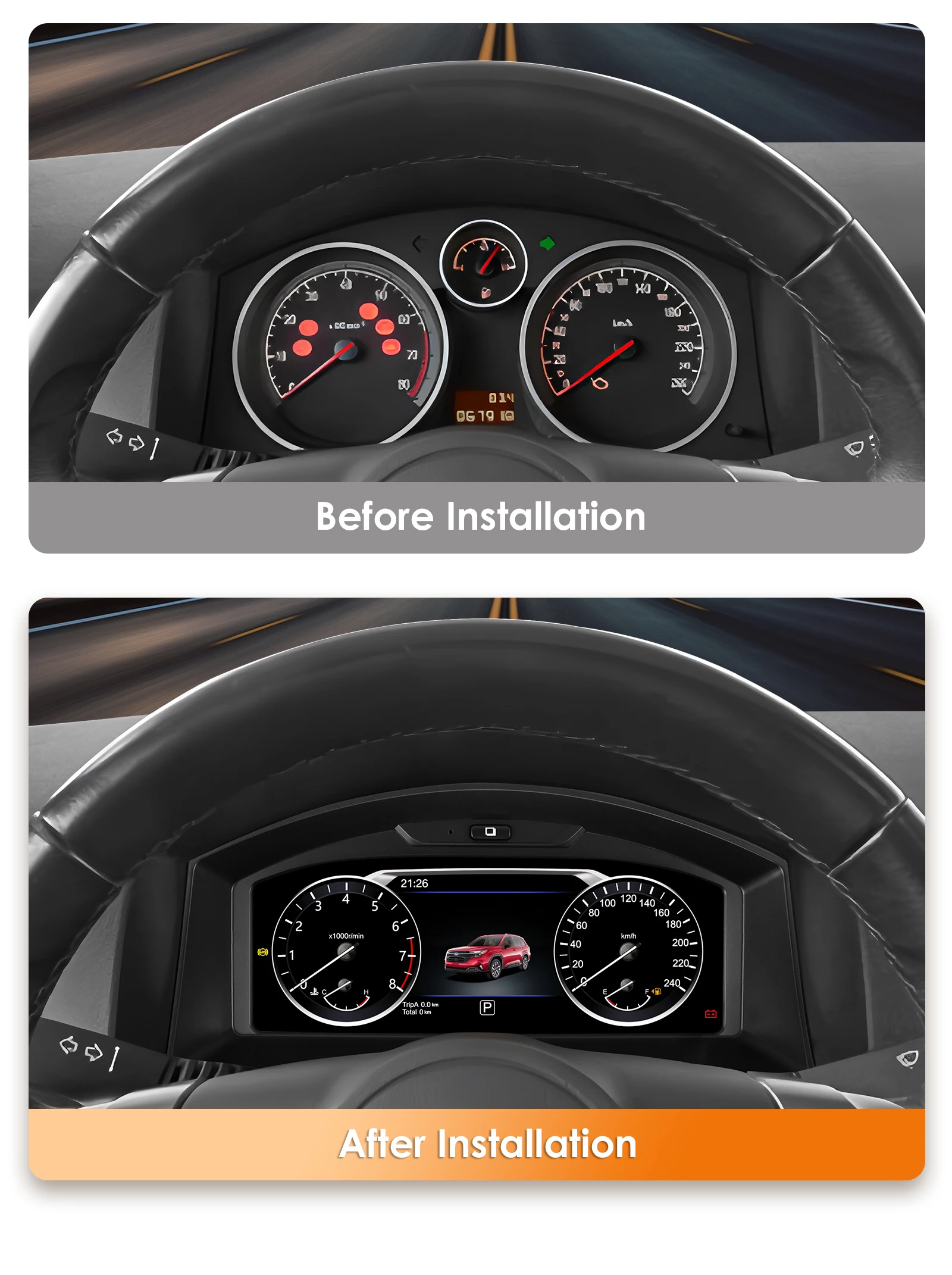 Hizpo Digitales Auto-Instrumentencluster LCD-Armaturenbrett für Opel Astra H 2004-2010 Zafira B 2005-2014 Android Auto Panel – Detail 4