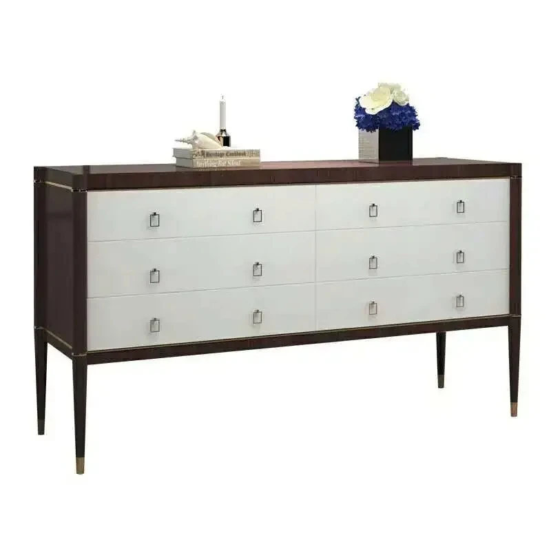 

A44 Light luxury American solid wood six-chest cabinet, living room storage Italian chest cabinet, foyer locker