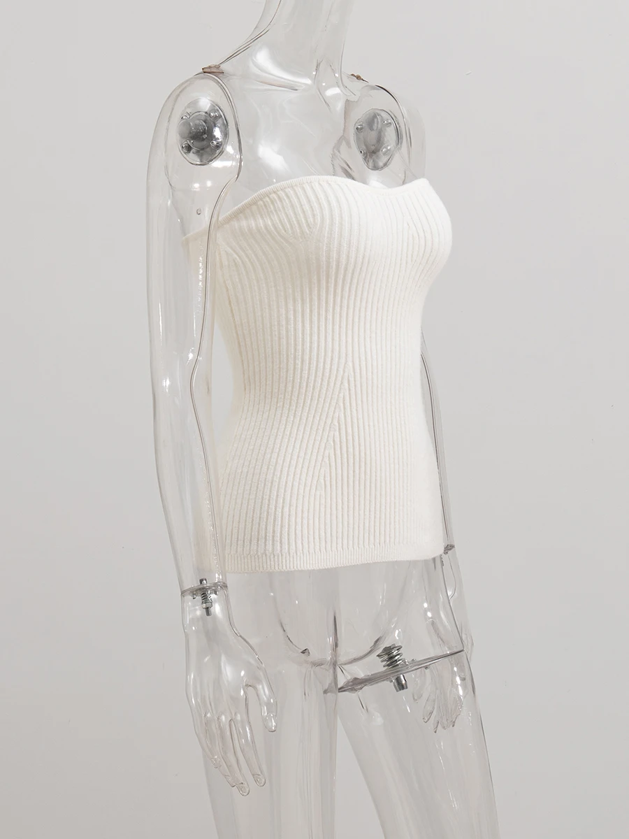 Effen kleur sexy gebreide tube tops dames zomer strapless slank basic vest vrouwelijke eenvoudige casual mode mouwloze tanktop