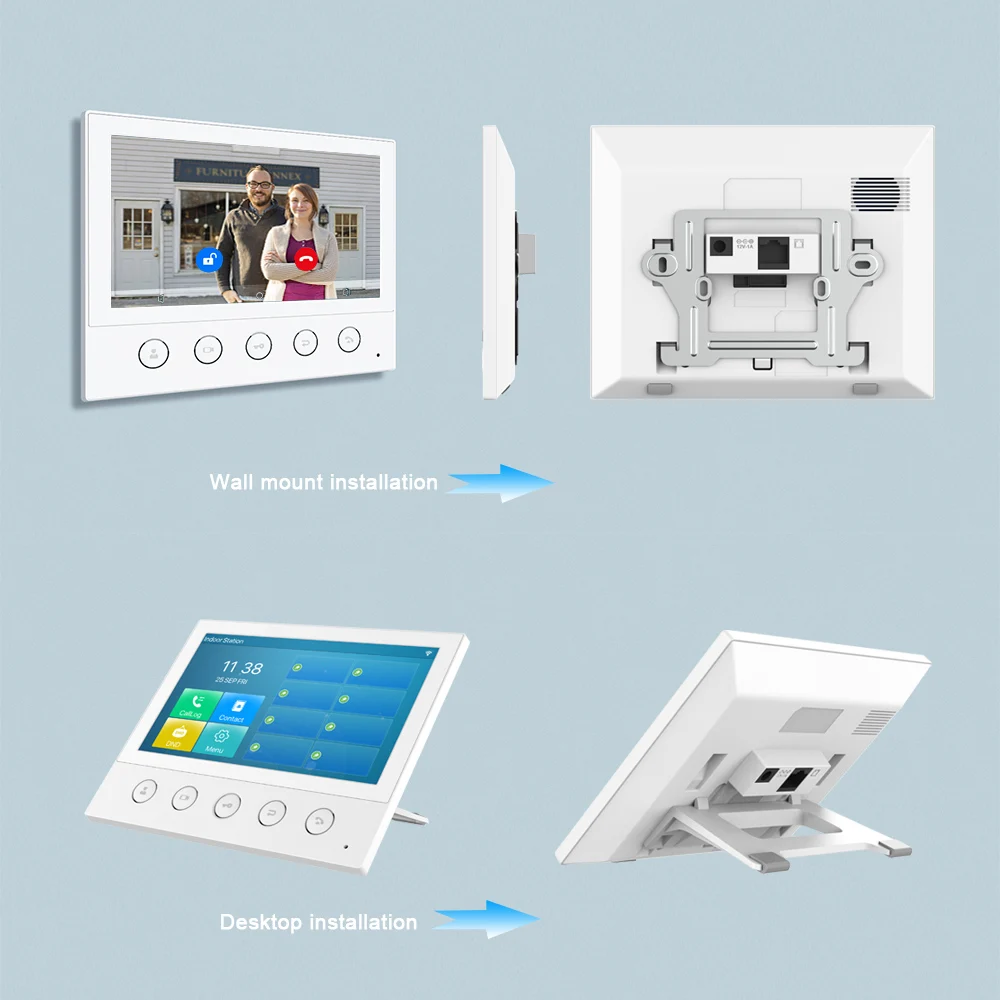 Fanvil Video SIP Intercom Network Indoor Station 7 Inch Touch Screen PoE Enable WIFI Wireless Monitor Wall Mount Video Doorbell