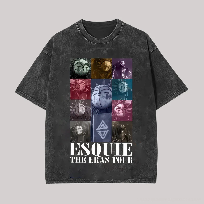 Clair Obscur Expedition 33 Washed T-shirt personality Clothes New Model Anime T-shirt Plus Size Unisex Comfortable Washed Retro