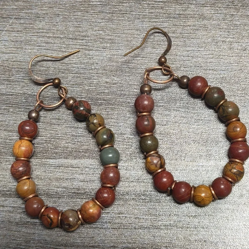 Pendientes Vintage bohemios de piedra Natural con cuentas para mujer, aretes encantadores para mamá, joyería para las orejas de estilo étnico Individual, venta al por mayor