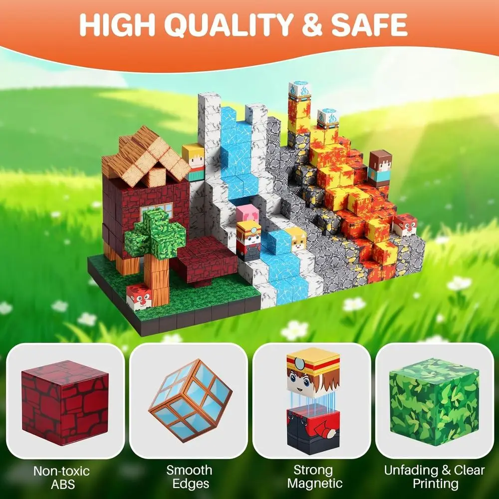 مجموعة مكعبات بناء مغناطيسية، لعبة جذعية مكونة من 470 قطعة للأطفال من سن 3 إلى 10 سنوات، بلاط مغناطيسي مستوحى من مونتيسوري للأطفال الصغار الحسي Pl