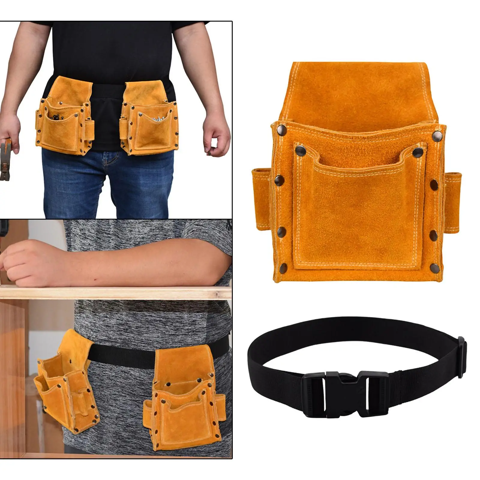 

PU Leather Tool Belt Bag Holder Vintage Organizer Kit Waist Pack Pouch Pocket for Electrician Woodworking Carpenter Screwdrivers