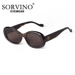 SORVINO Trendy Tortoise Shell Black Oval Sunglasses Gradient Brown Lens Round Women Men Sun Glasses Female UV400