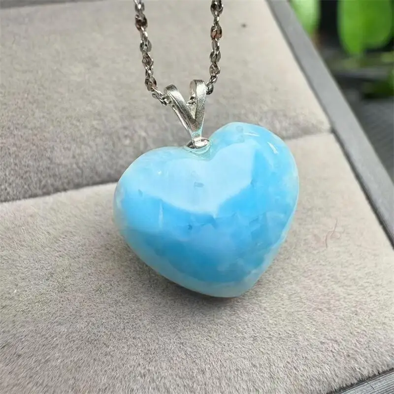 

S925 натуральный ларимар сердце кулон кристалл исцеление Рейки полировка зрелые очаровательные ювелирные изделия праздничный подарок 1 шт.