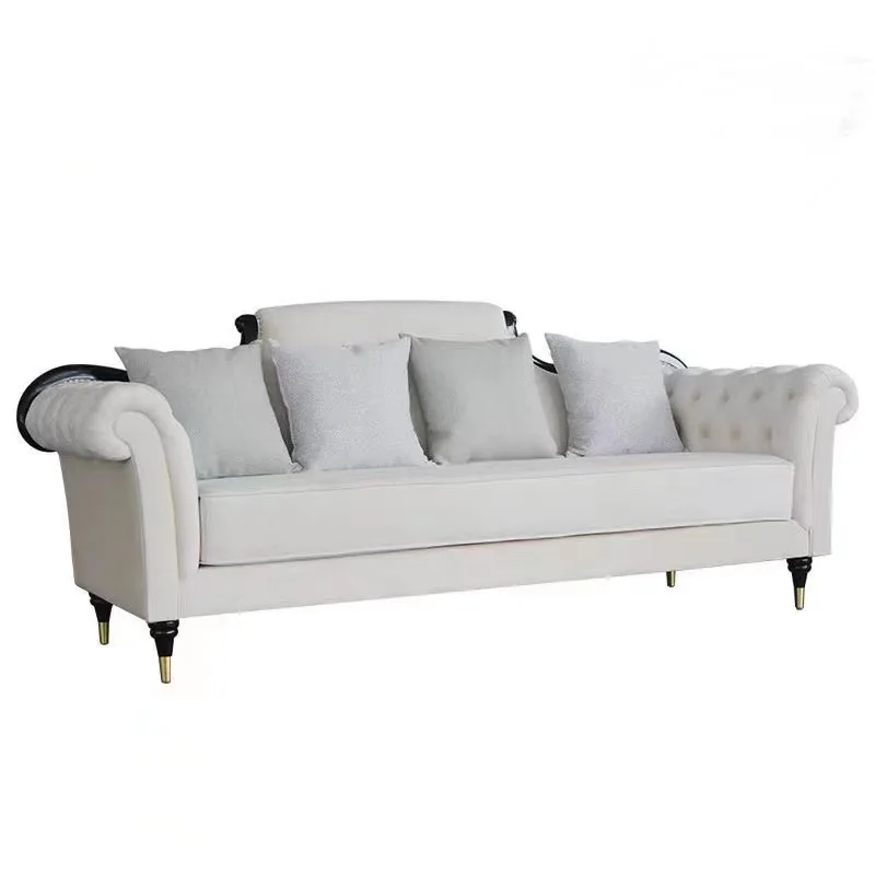 

American, neoclassical, sofa, light luxury solid wood, fabric, retro