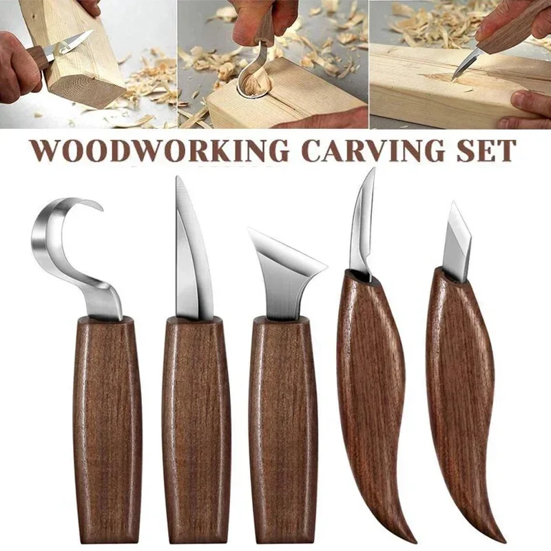 5/1pcs Chisel Carving Knife Woodcut DIY Hand Wood Carving Tools Woodcarving Cutter Knives Peeling Woodworking Spoon Hand Worker