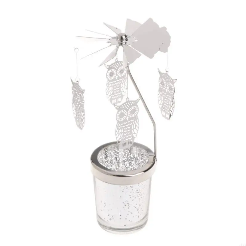 L43A Spinning Candleholder Metal Tea Light Stand Romantic Wedding Home Table Decor