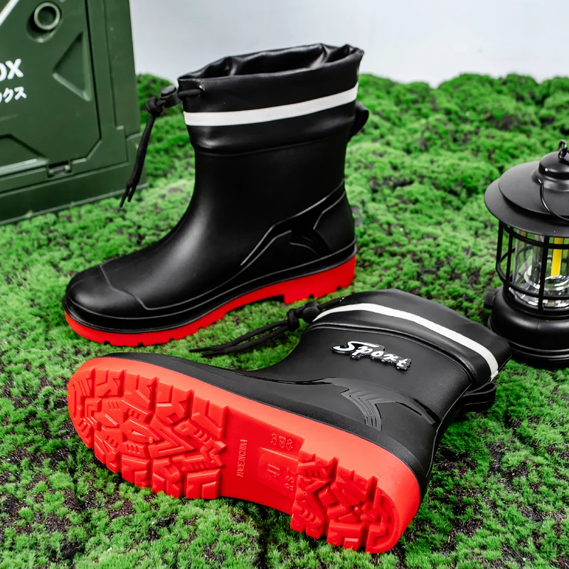 Outdoor Heren Regenlaarzen Mode Hoge Tops Wandelen Vissen Water Mannen Schoenen Antislip Chef Werk Enkellaars Heren Waterdichte Laars