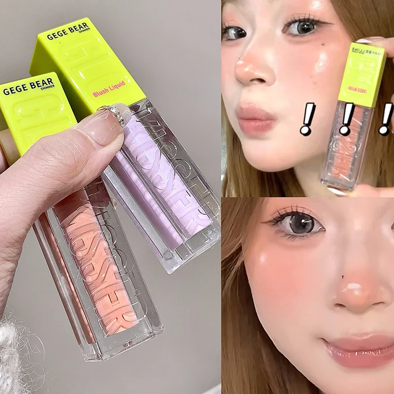 New Shimmer Blush Liquid Waterproof Lightweight Liquid Blush for Face, Nude Makeup with Matte Shine Finish Easy Blend Cheek Tint