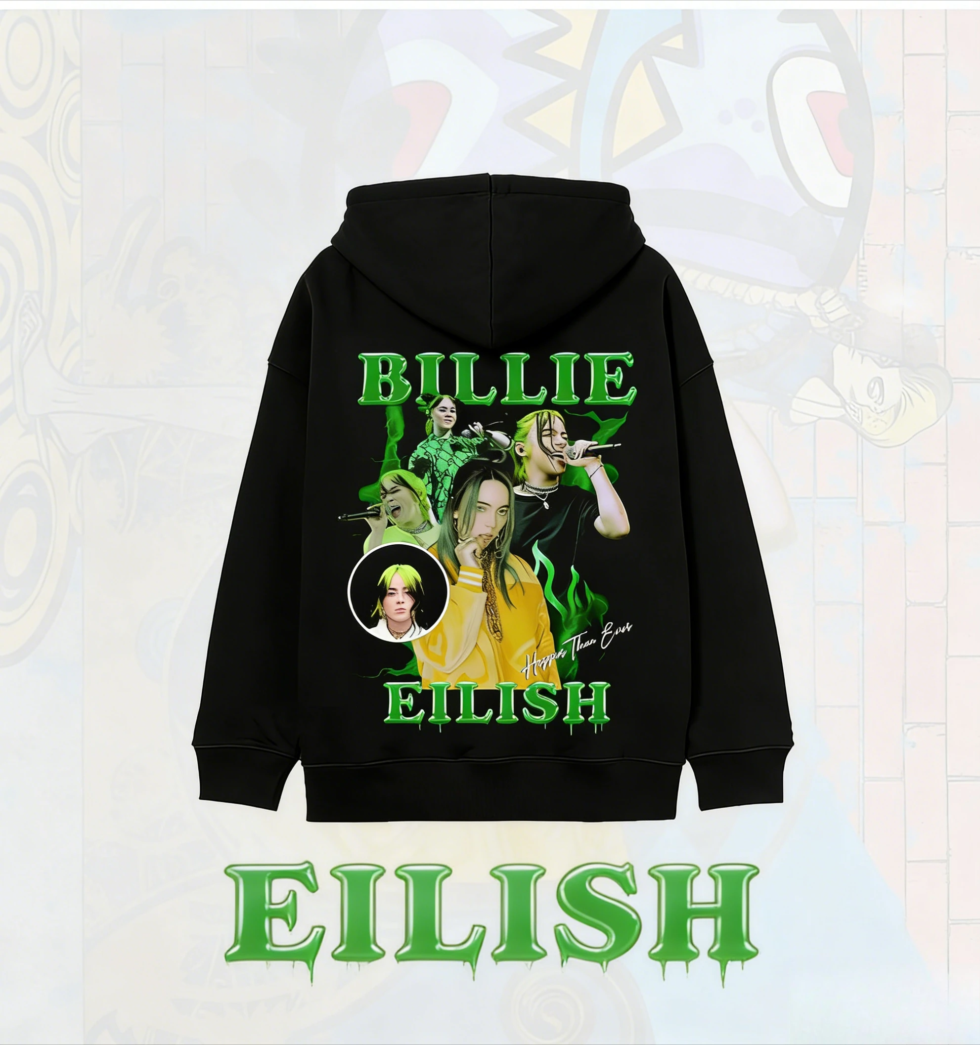 

Новые толстовки с графическим принтом в стиле Билли Эйлиш, свободные повседневные оверсайз пуловеры для мужчин и женщин, новая мода в стиле Харадзюку