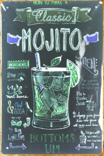 Classic Mojito tin metal sign best place to outdoor home decor