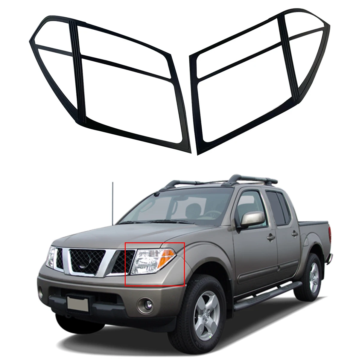 

Matte Black Car Accessories Front Lamp Covers Trim Paste Style For Nissan Navara D40 Frontier 2007 2008 2009 2010 2011 2012 2013