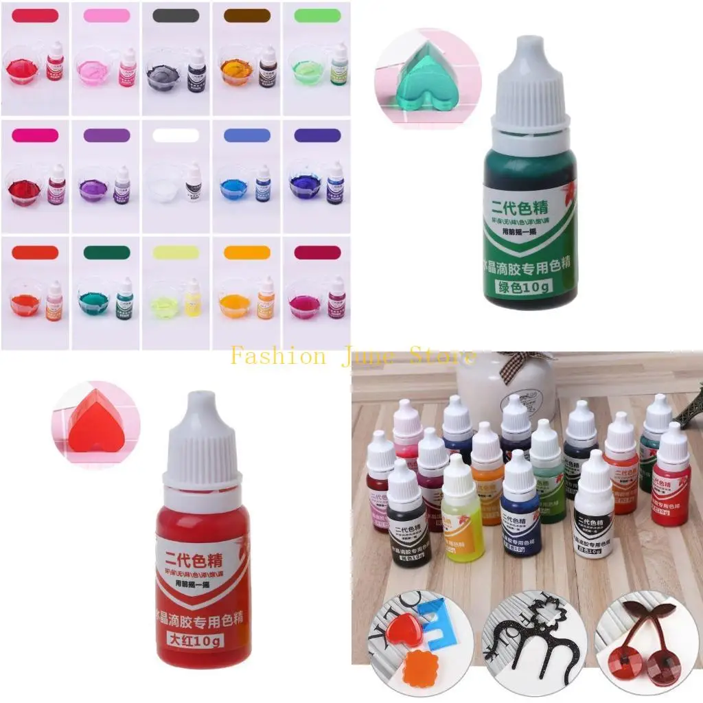 N5KA 10ml 15 Color Epoxy UV Resin Colorant Jewelry Liquid Pigment Soap Dye