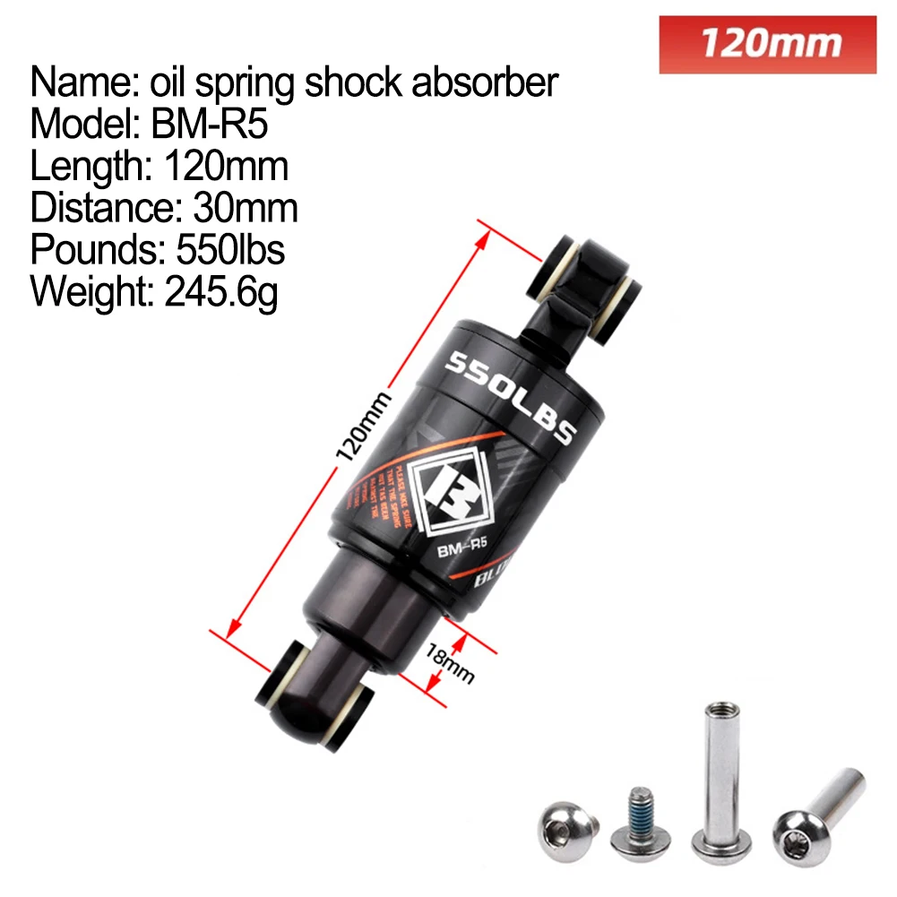 

Bicycle Rear Shock Absorber 125-190mm 1000LBS Ebike Electric Scooter Absorber Chamber Pressure Mountain Rear Shock Absorbers